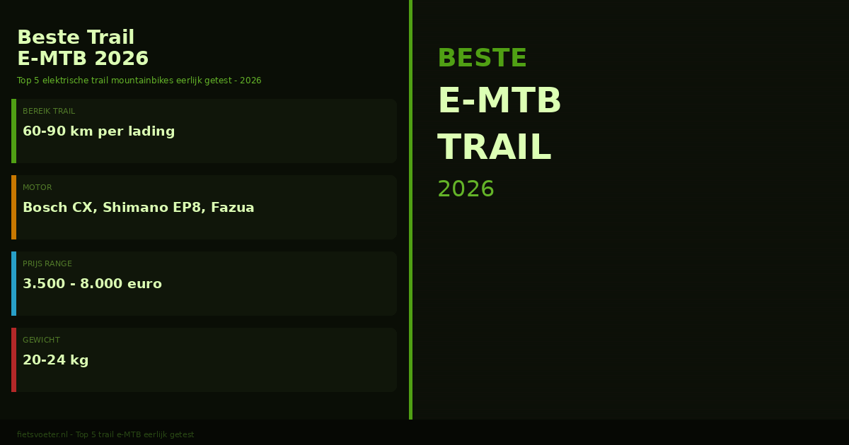 Beste trail e-MTB 2026 top 5 vergelijking Trek Specialized Canyon Giant Scott