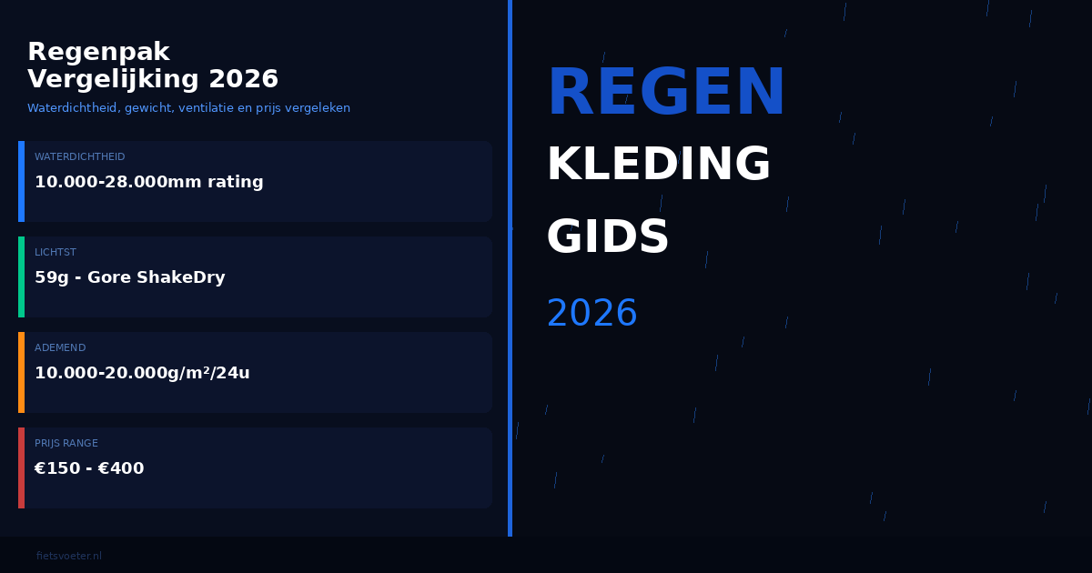 Regenpak wielrennen vergelijking waterdichtheid gewicht prijs 2026 Fietsvoeter.nl