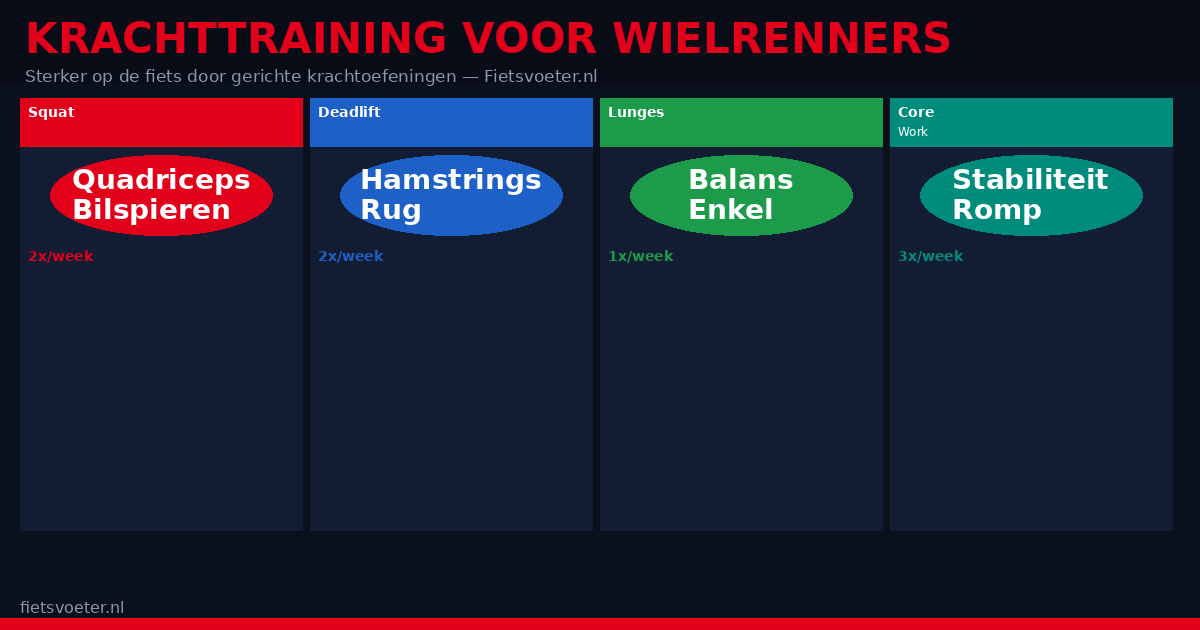Wielrenner doet squat in de gym voor krachttraining 2026 — Fietsvoeter.nl