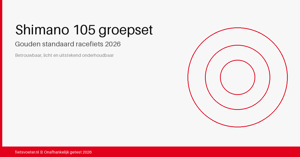 Close-up van Shimano 105 groepset op racefiets — remklauw en derailleur detail 2026