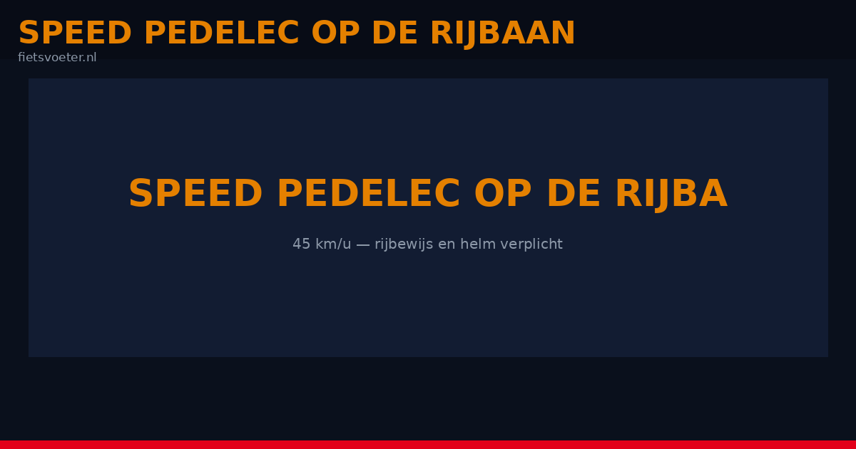 Speed pedelec rijder op de rijbaan naast personenauto - rijbaanplicht speed pedelec buiten bebouwde kom Nederland 2026